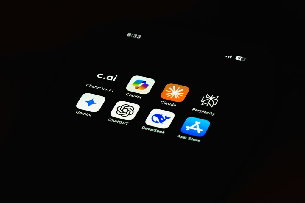 Shows various icons for different AI apps.