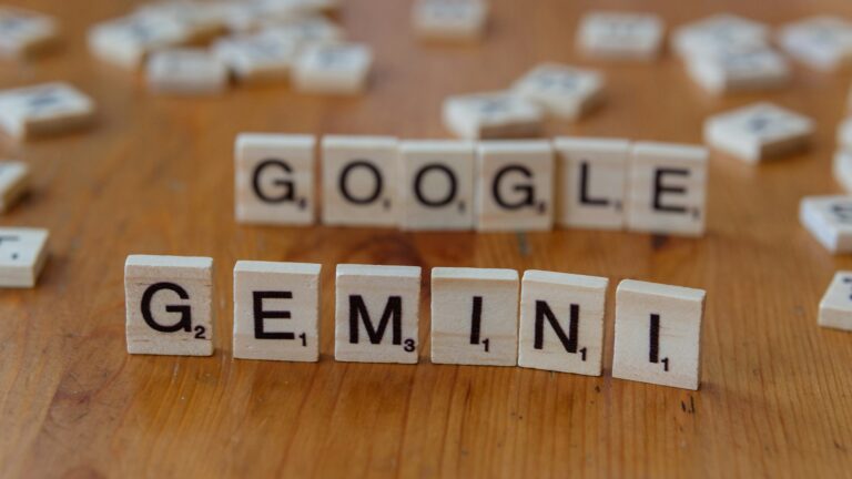 Scrabble letters spelling Gemini and Google
